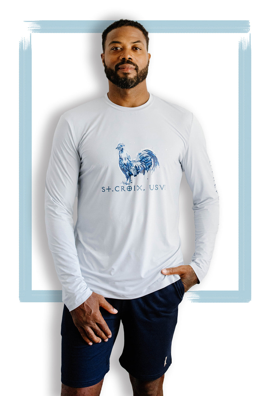 Rooster Long Sleeve Performance Shirt | Chambray